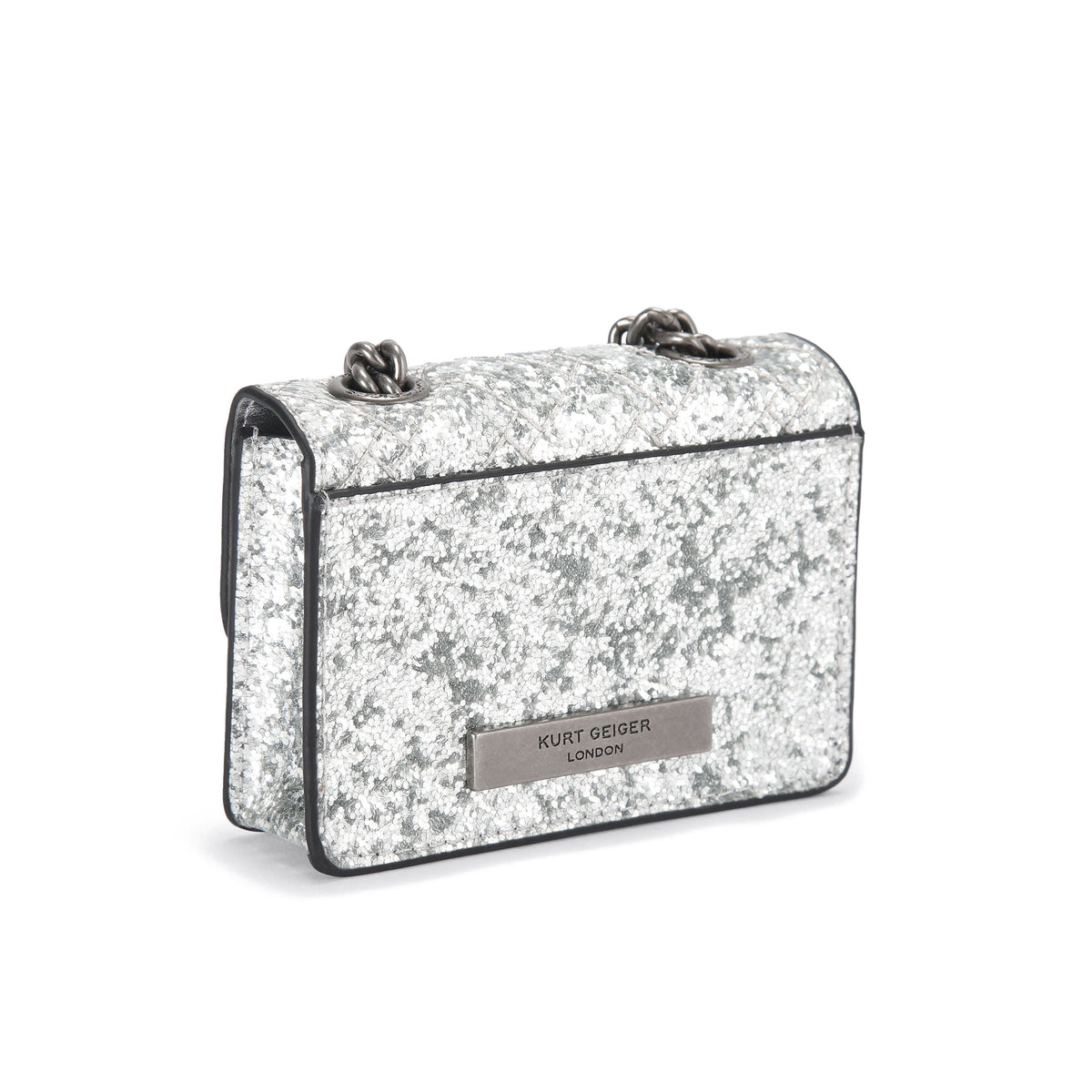 Kurt Geiger | Bolso Micro Kensington de Glitter Plateado
