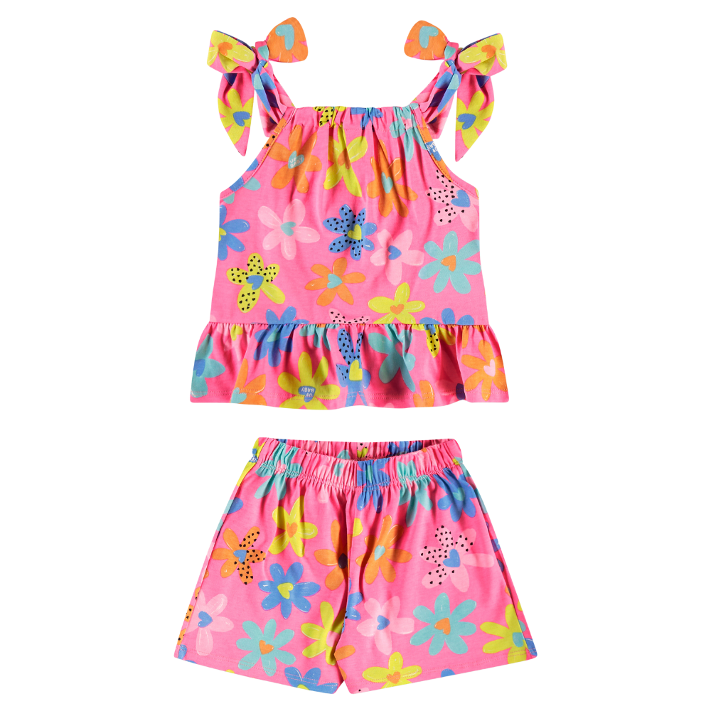 Up Baby | Conjunto de Blusa y Short de Flores para Niñas