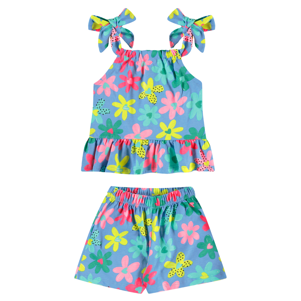 Up Baby | Conjunto de Blusa y Short de Flores para Niñas