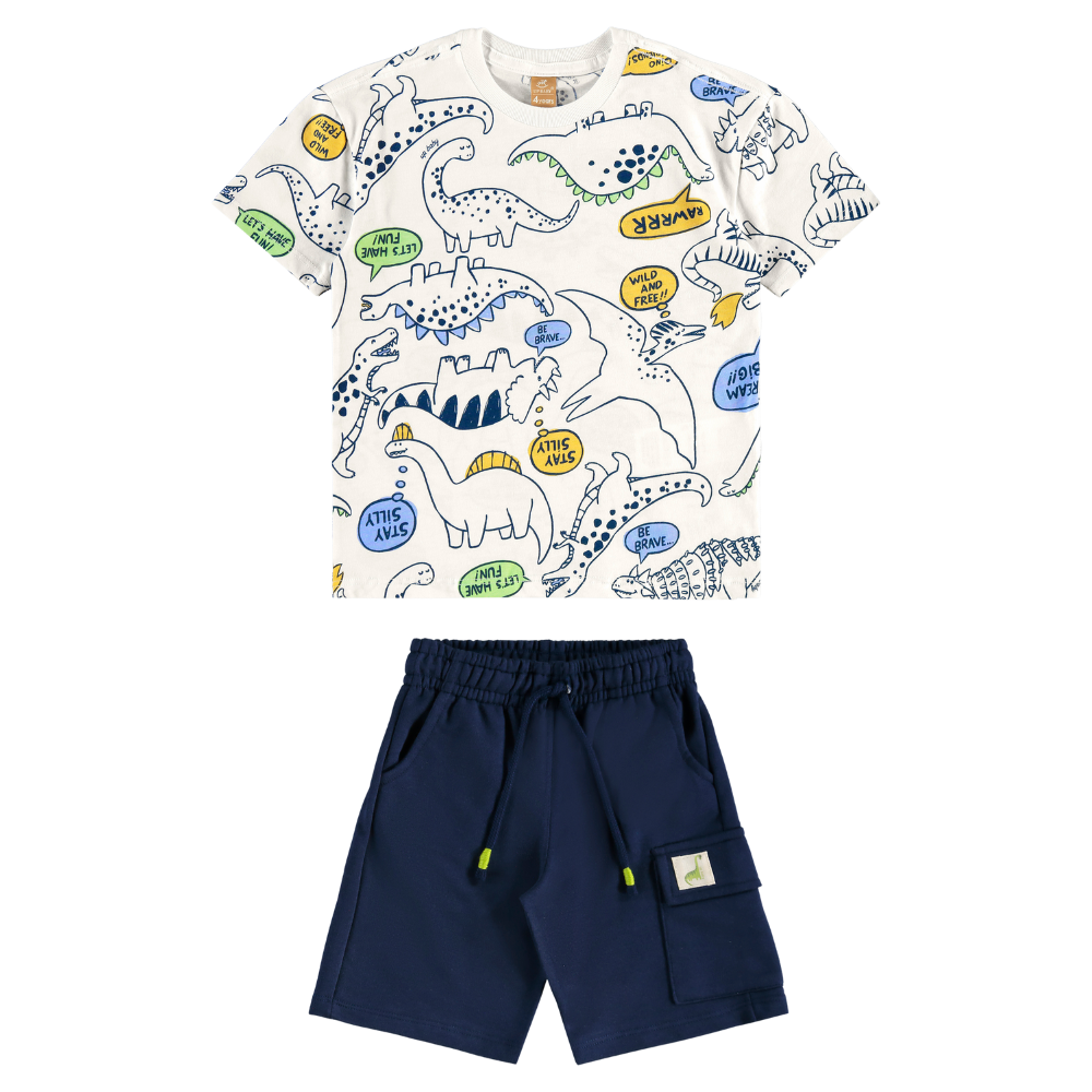 Up Baby | Conjunto de Camiseta y Bermuda de Dinosaurio para Niños