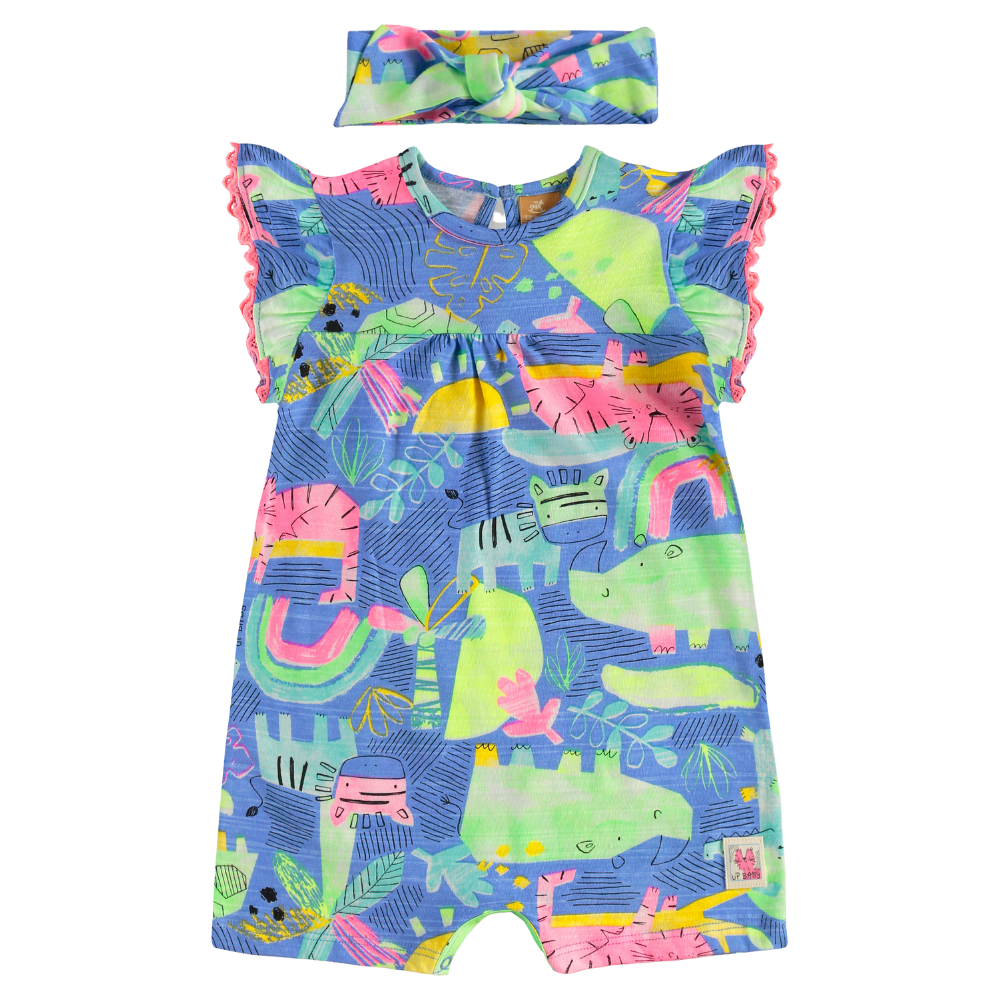 Up Baby | Enterizo y Vincha Punto Flamé para Niña Bebé