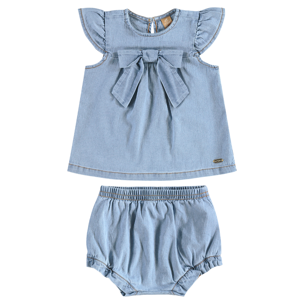 Up Baby | Conjunto de Blusa y Short Jeans para Niña Bebé