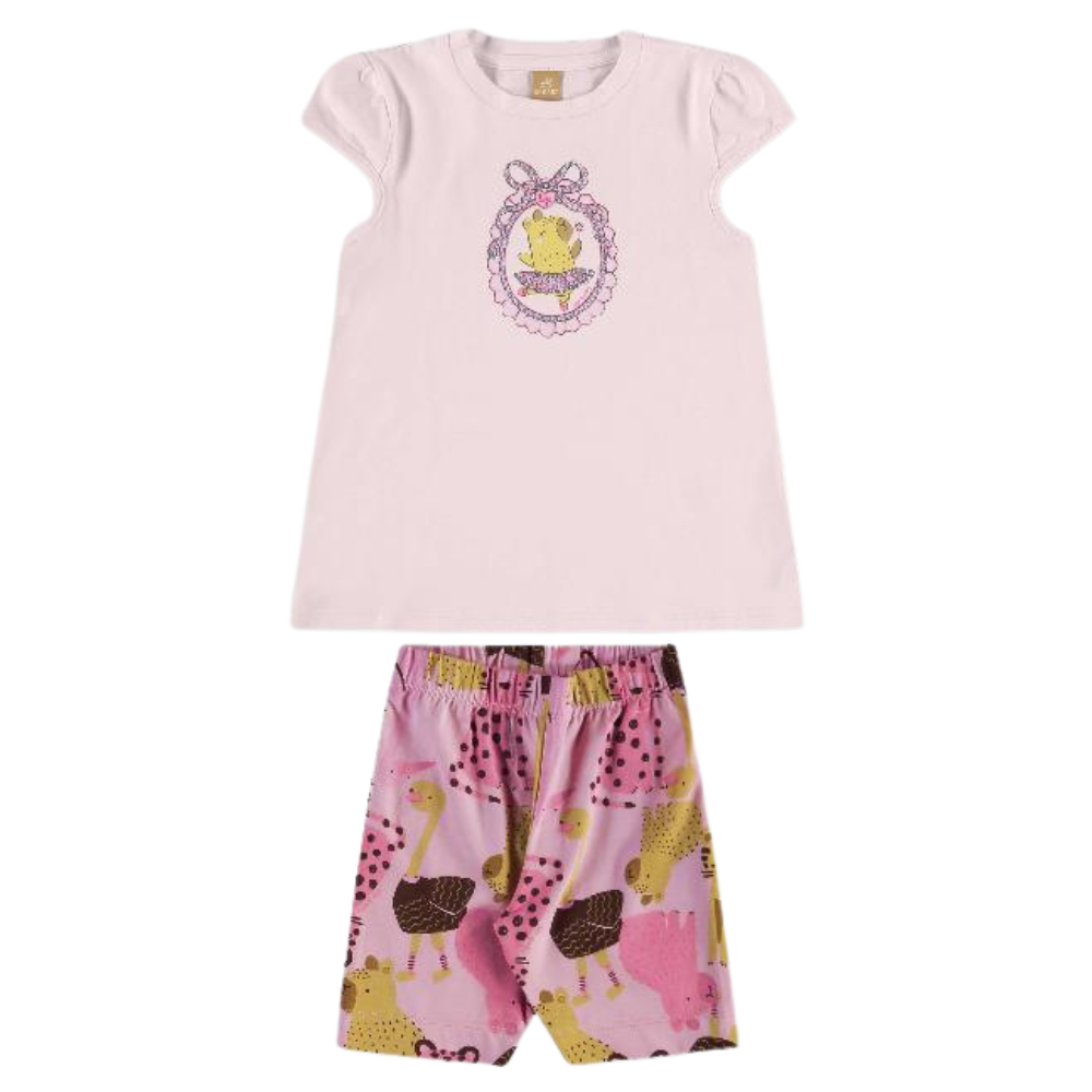 Up Baby | Conjunto Blusa y Bermuda en punto con Elastano para Niña