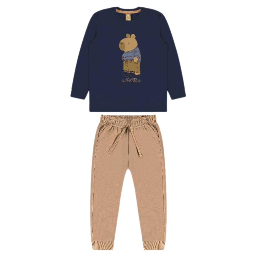 Up Baby | Conjunto Camiseta de Punto y Pantalón en Tela Sudadera sin Felpa Niño