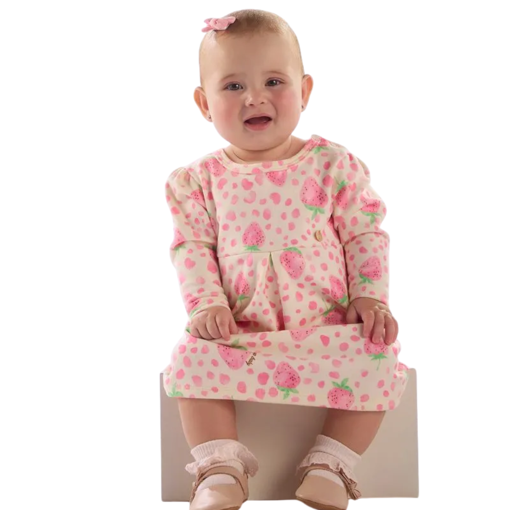 Up Baby | Vestido Estampado de Fresa para Niña Bebé