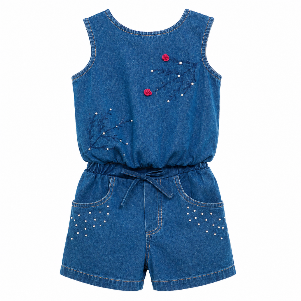 Cherinne | Conjunto Denim con Aplicaciones y Short Incorporado para Niña