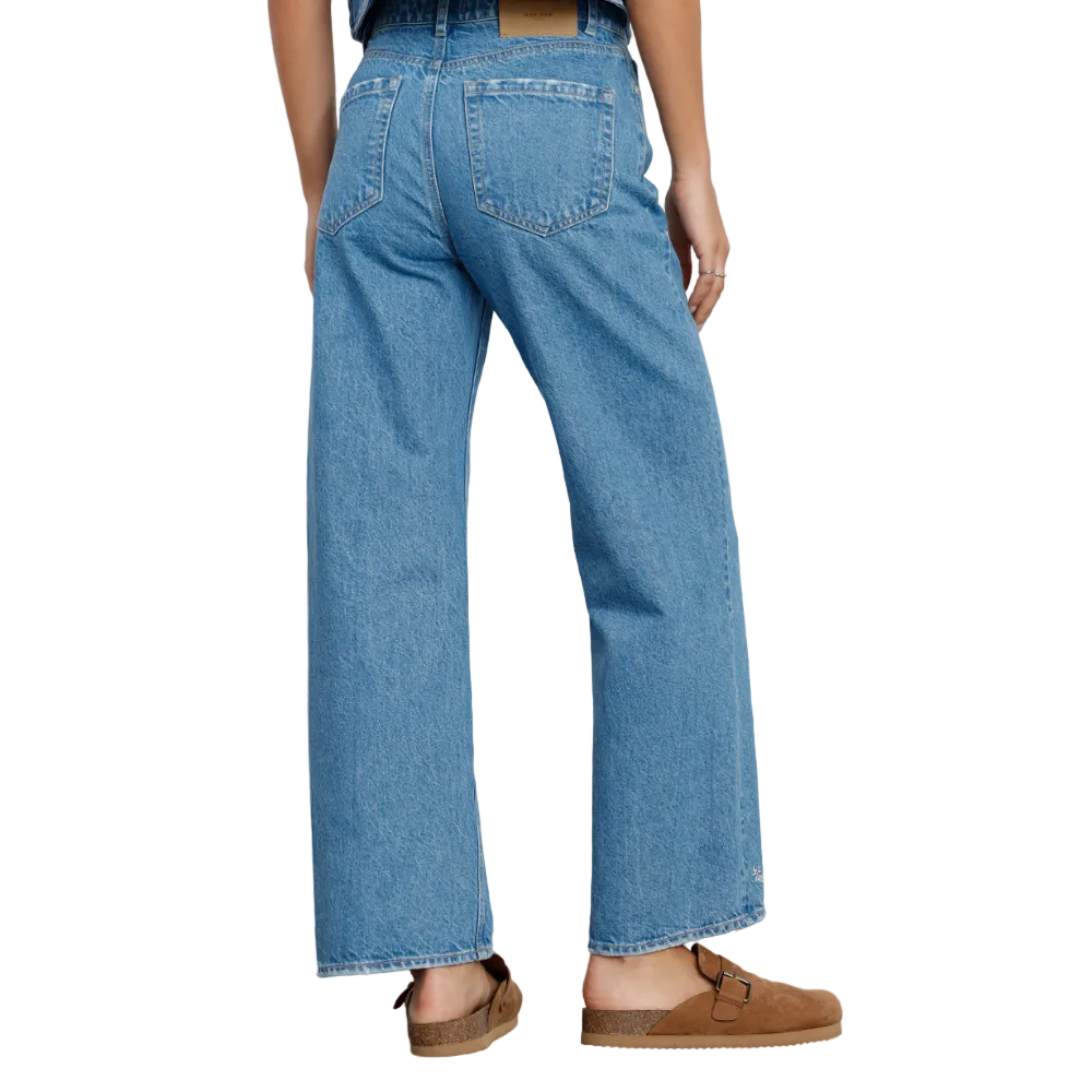 Naf Naf | Jean Straight Tiro Alto Con Bordados De Flores