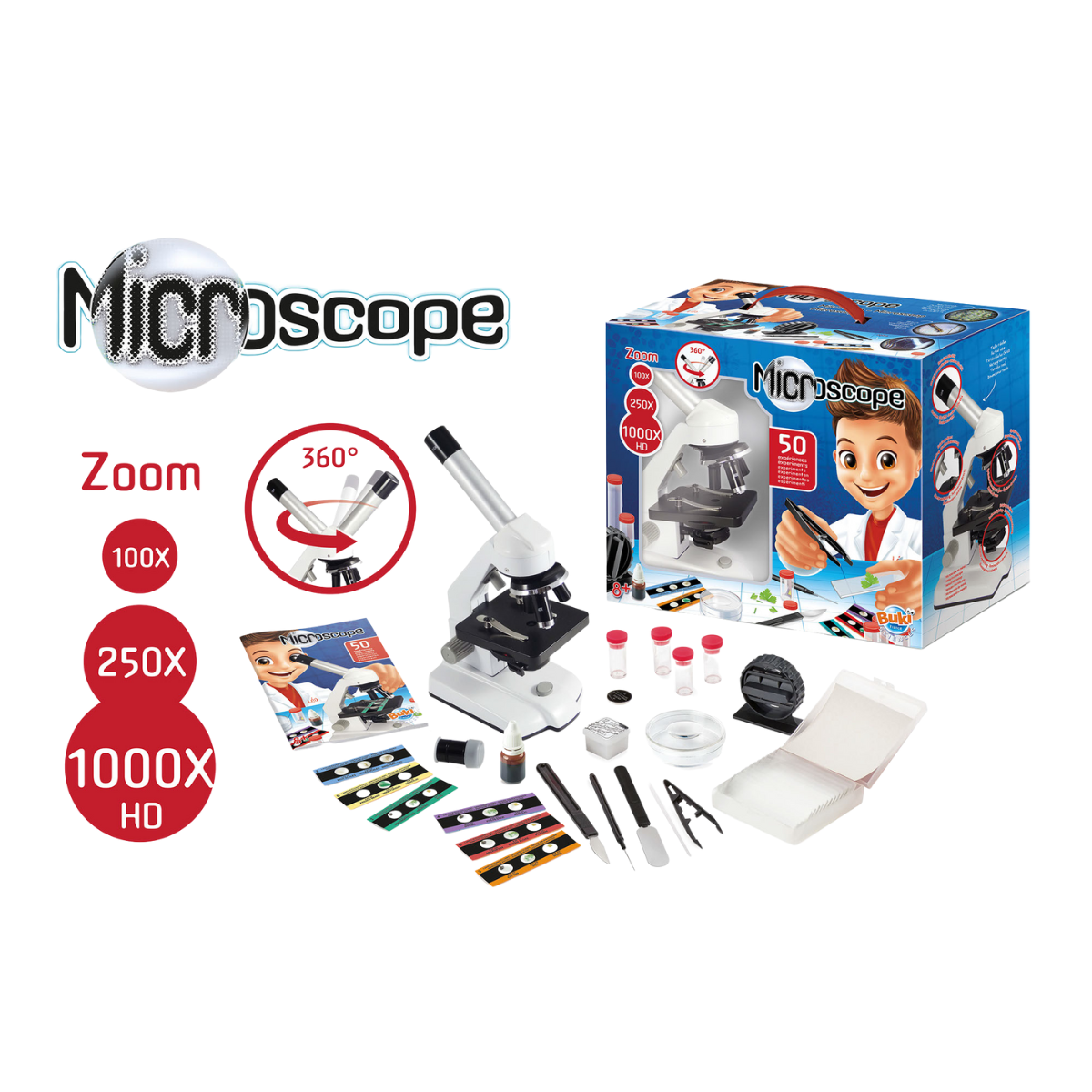 Microscopio con experimentos