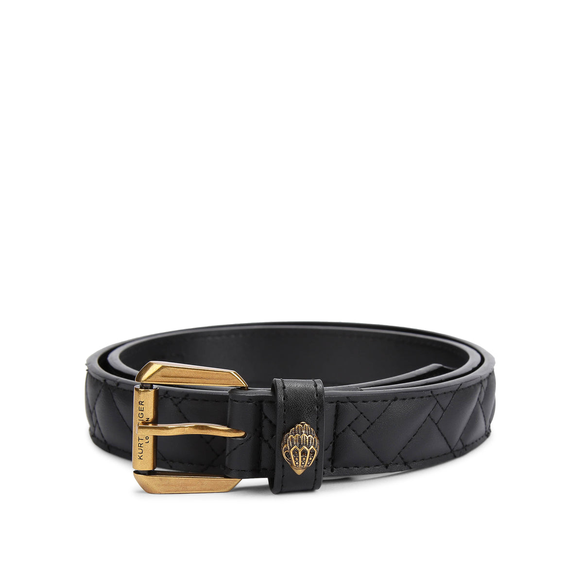 Kurt Geiger | Cinturón Kensington 30 de Piel Negra con Hebilla Dorada