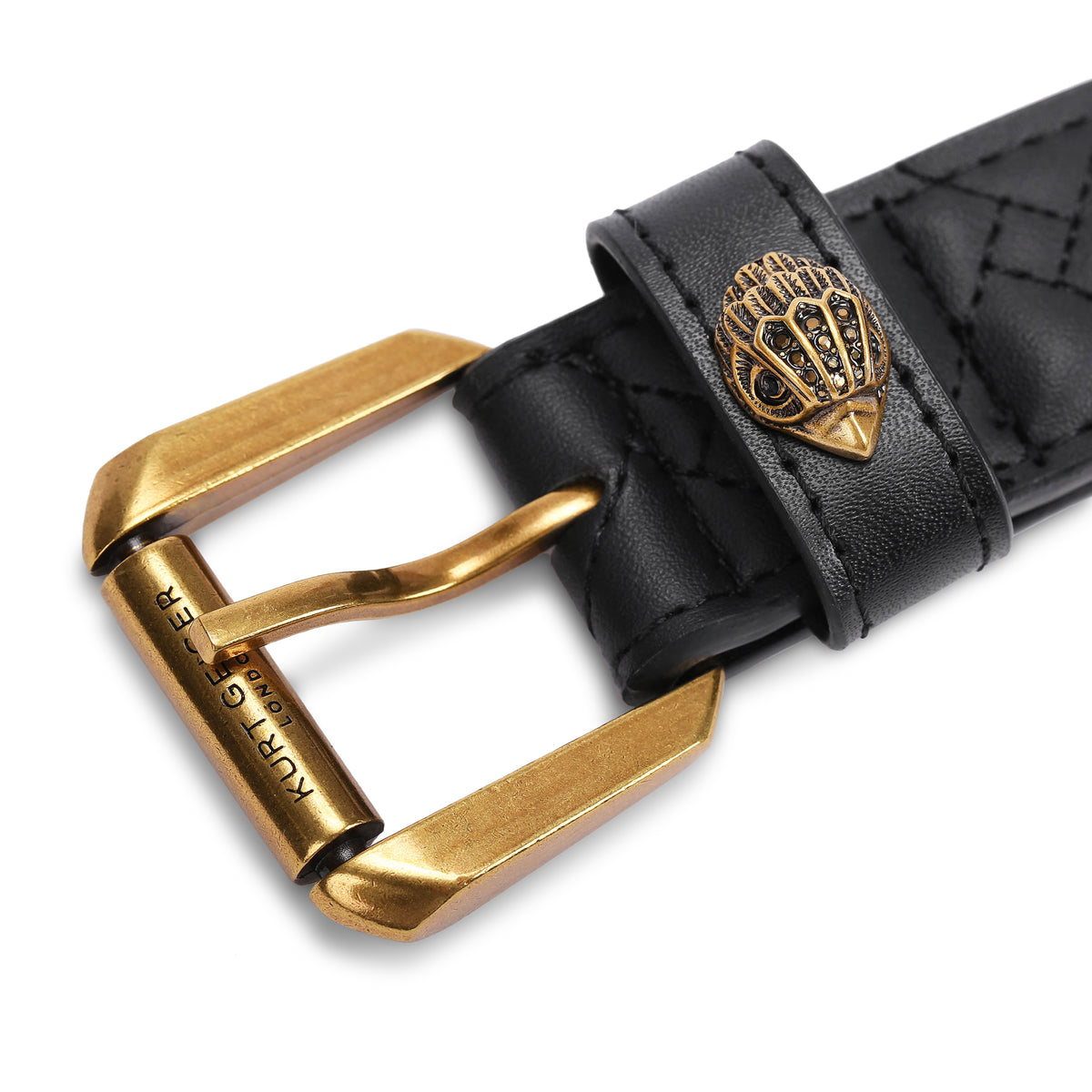 Kurt Geiger | Cinturón Kensington 30 de Piel Negra con Hebilla Dorada