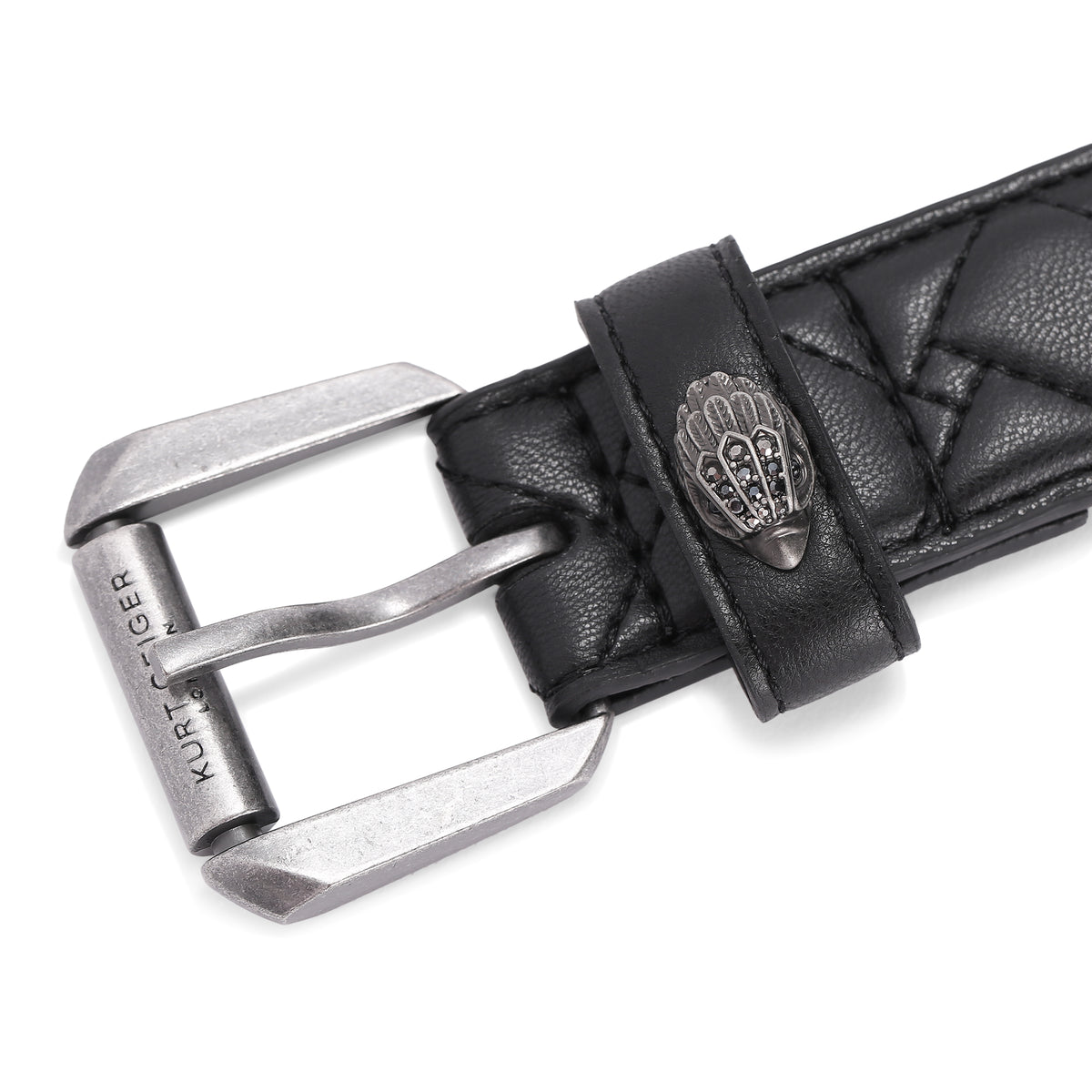 Kurt Geiger | Cinturón Kensington 30 de Piel Negra con Hebilla Plateada