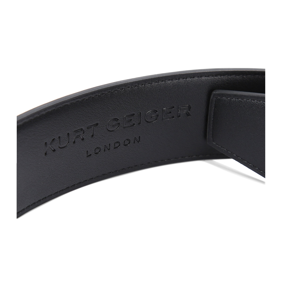 Kurt Geiger | Cinturón Kensington 30 de Piel Negra con Hebilla Plateada
