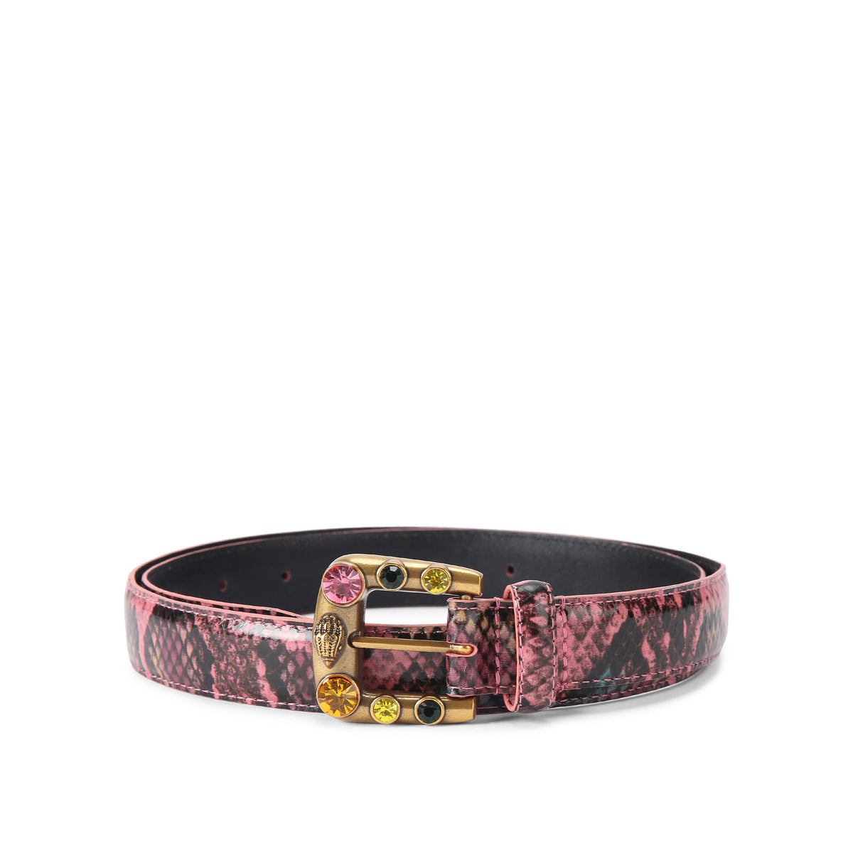 Kurt Geiger | Cinturón de Piel con Hebilla de Cristales Rosa Multicolor