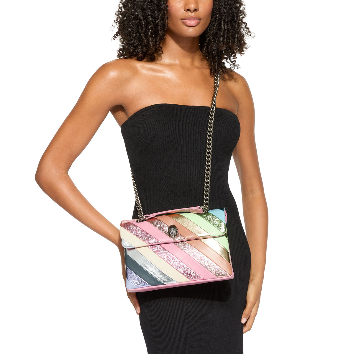 Kurt Geiger | Bolso Kensington Grande de Piel a Rayas Multicolor