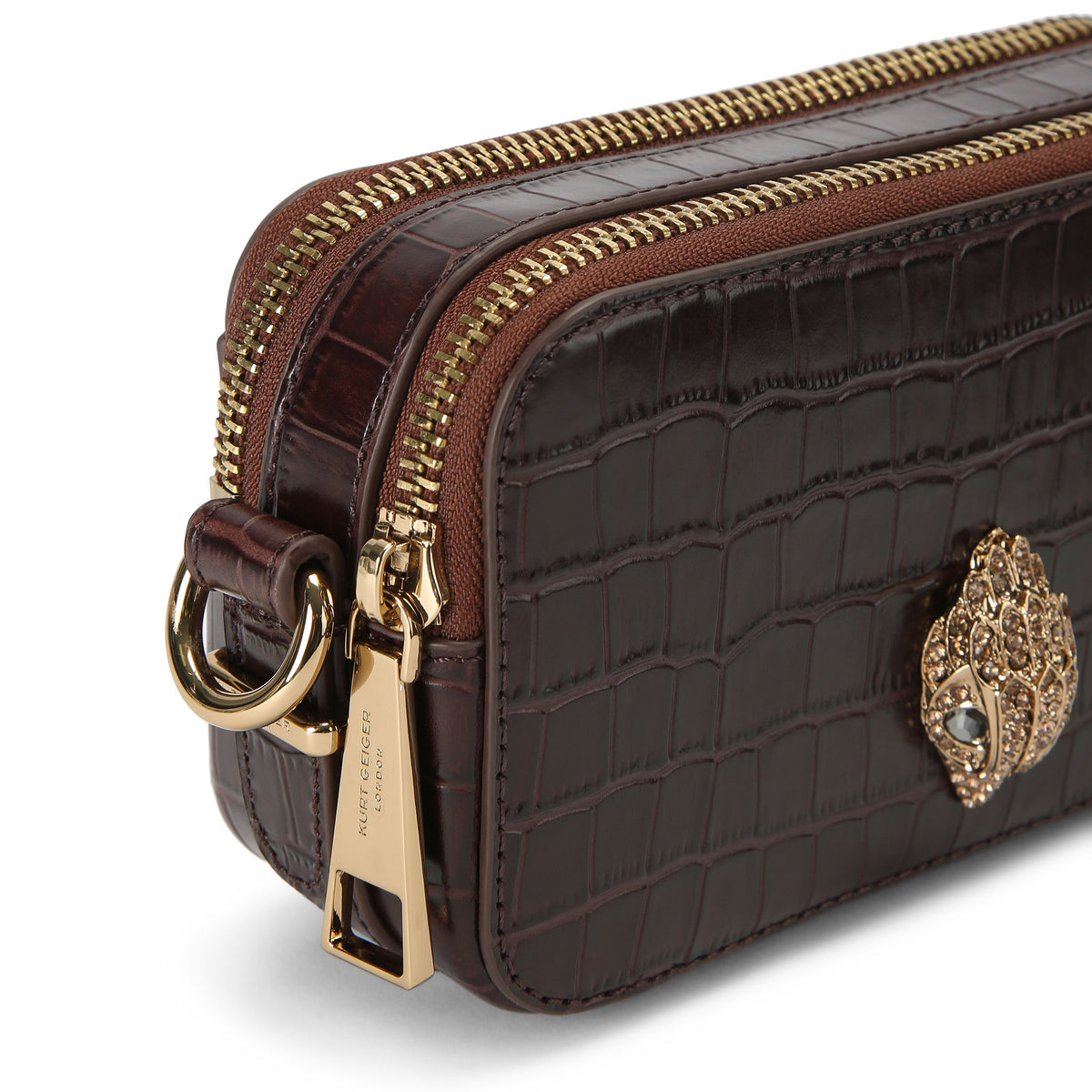 Kurt Geiger | Bolso Camera Pequeño Kensington de Piel Marrón