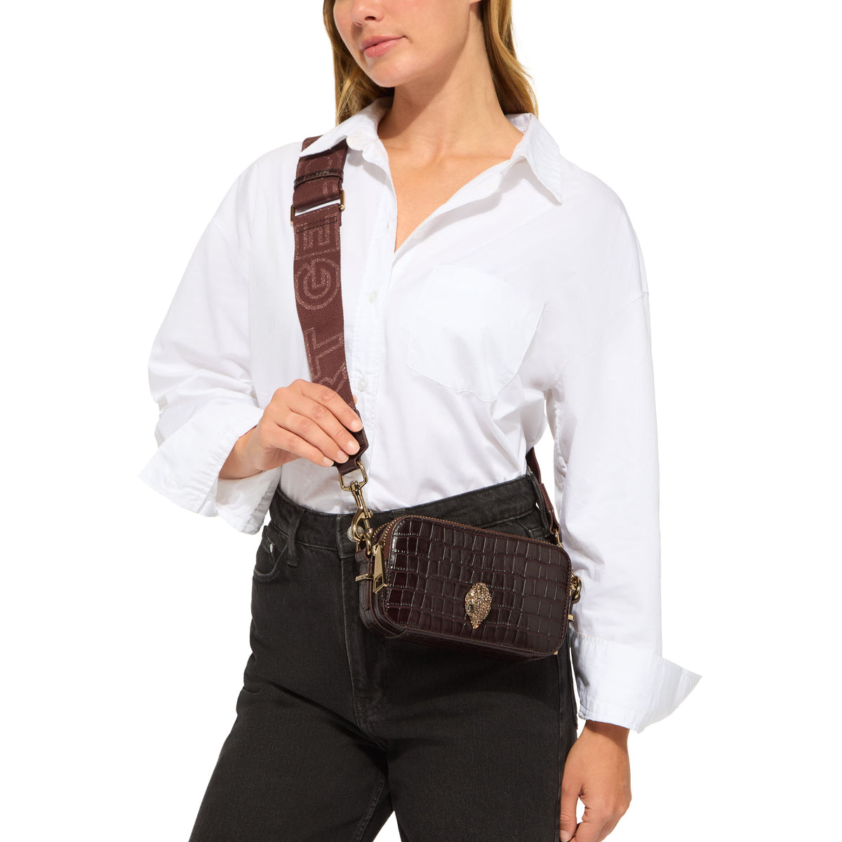 Kurt Geiger | Bolso Camera Pequeño Kensington de Piel Marrón