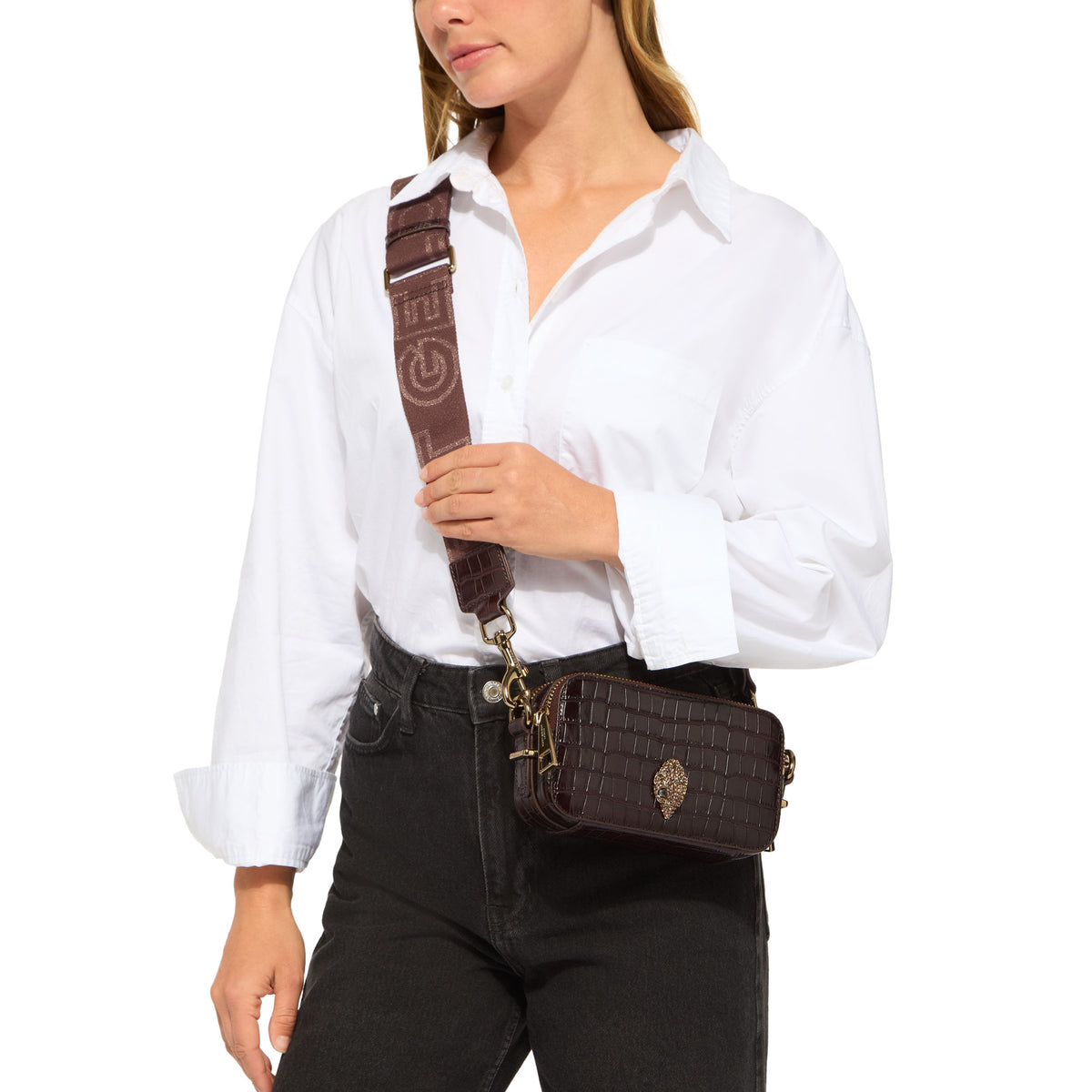 Kurt Geiger | Bolso Camera Pequeño Kensington de Piel Marrón