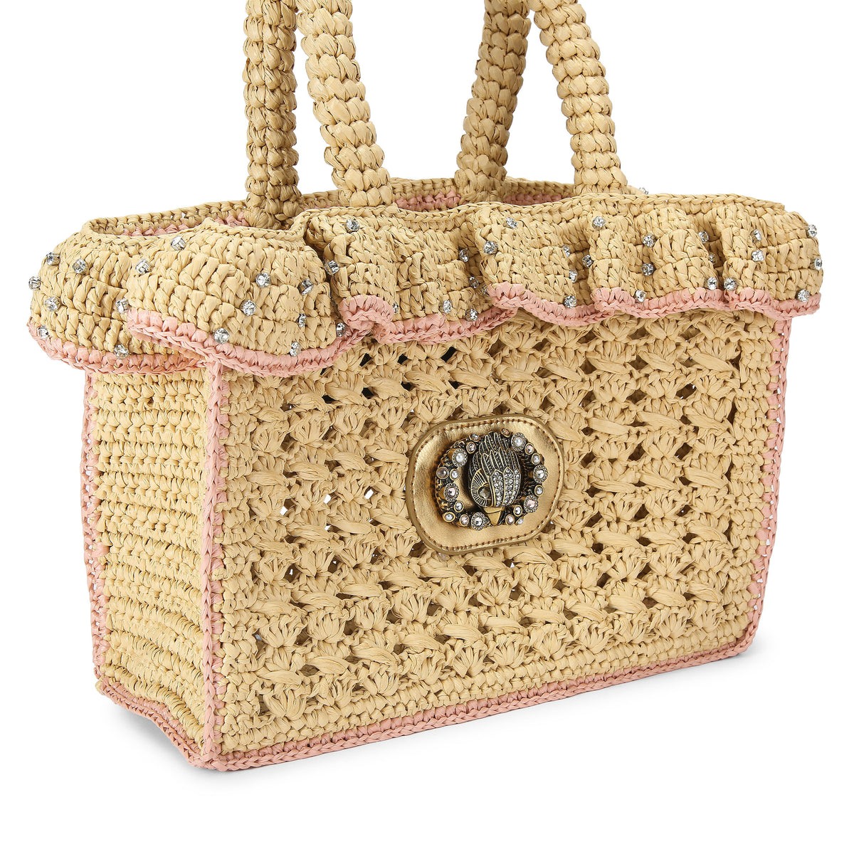 Kurt Geiger | Bolso Tote Chelsea Ruffle de Rafia Beige