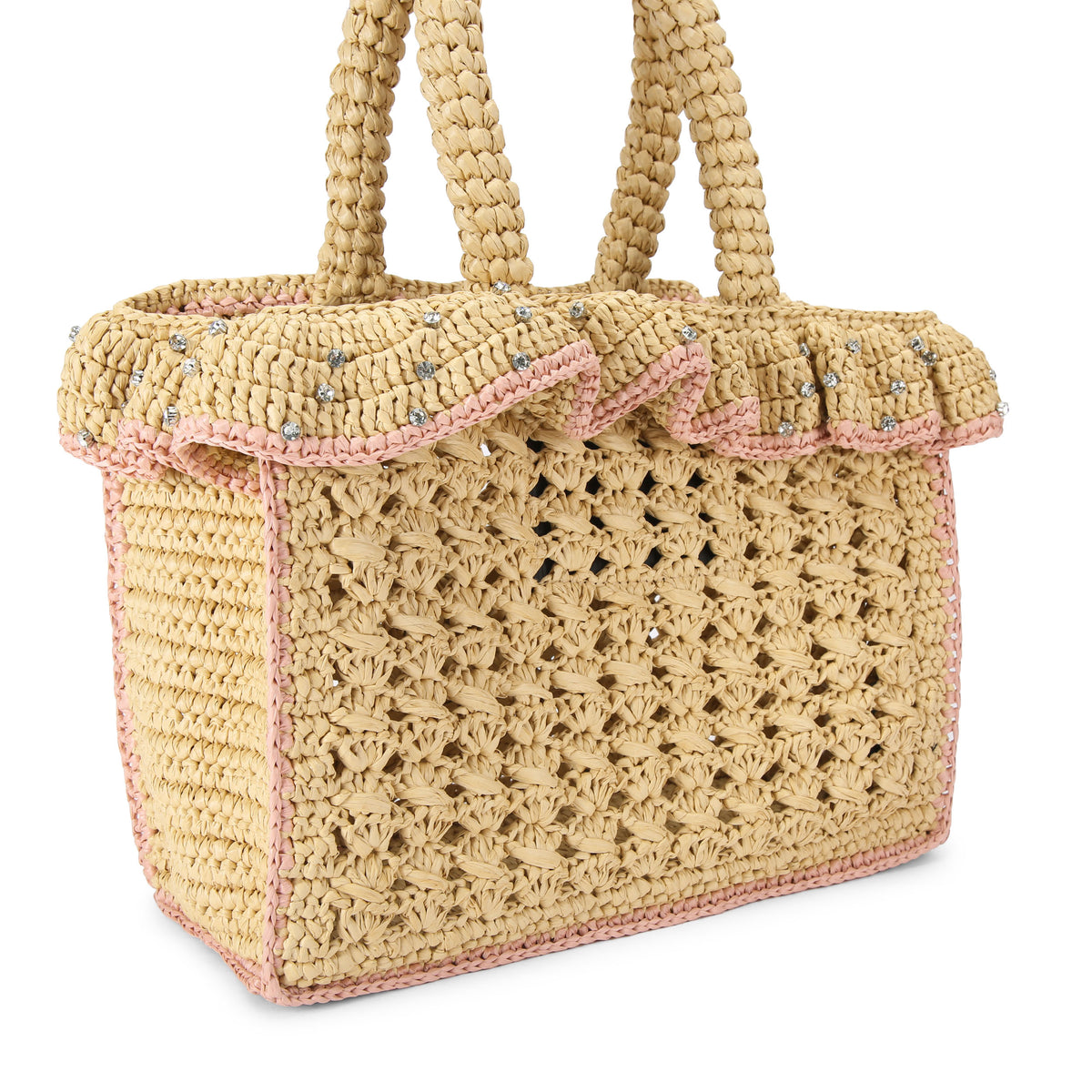 Kurt Geiger | Bolso Tote Chelsea Ruffle de Rafia Beige