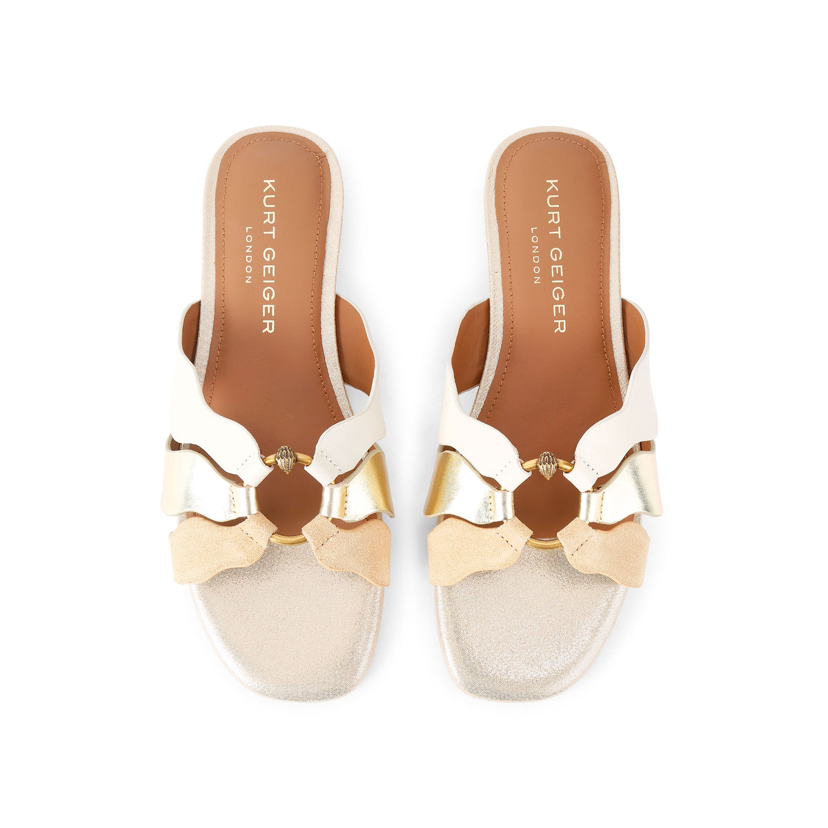 Kurt Geiger | Sandalias Planas Sun Wave Doradas