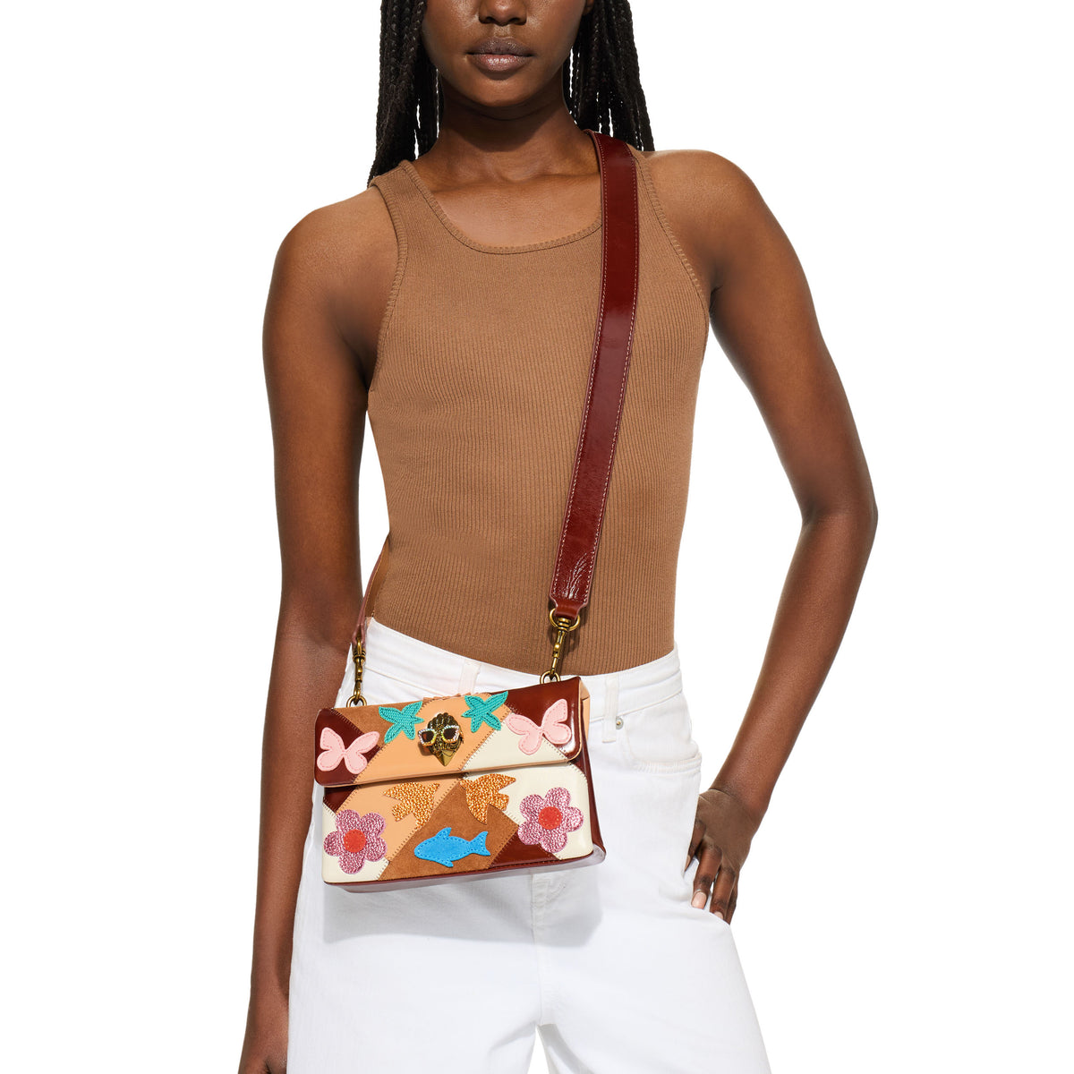Kurt Geiger | Bolso Kensington Patchwork Floral Marrón
