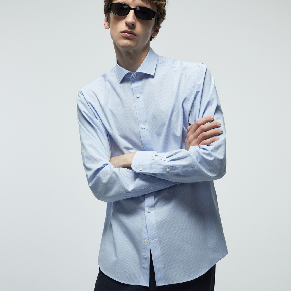 Sfera | Camisa Microcuadro Regular Para Caballeros