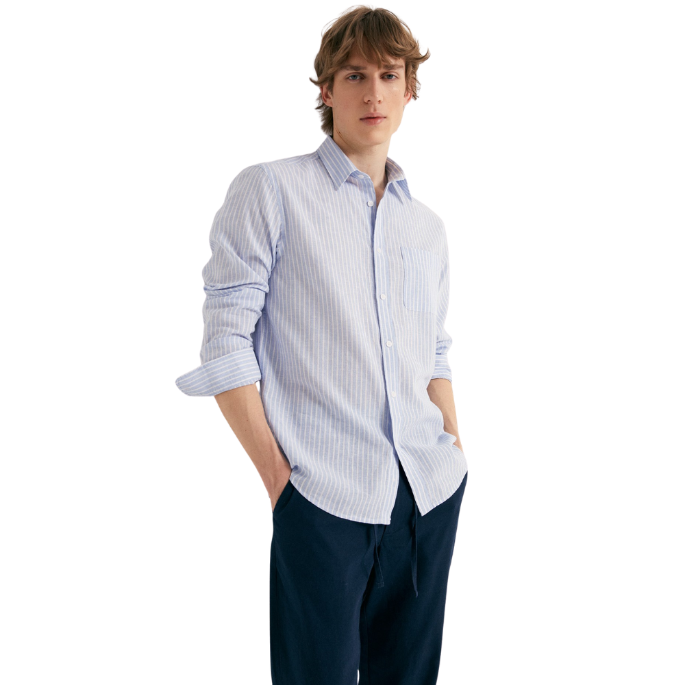 Sfera | Camisa de Lino con Rayas para Caballeros