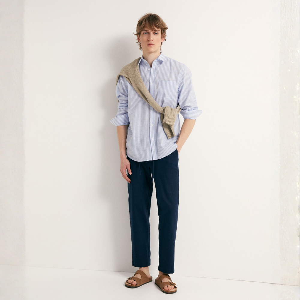 Sfera | Camisa de Lino con Rayas para Caballeros