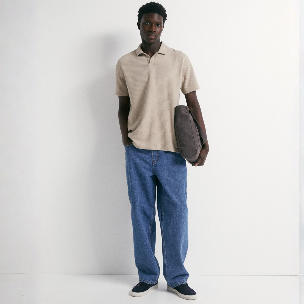 Sfera | Polo Seersucker en Rayas para Caballero