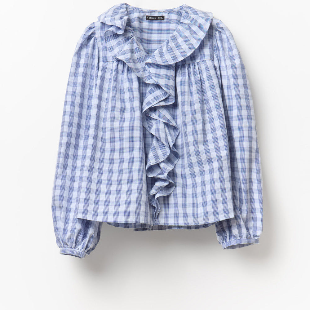 Sfera | Camisa Volante a Cuadros para Dama
