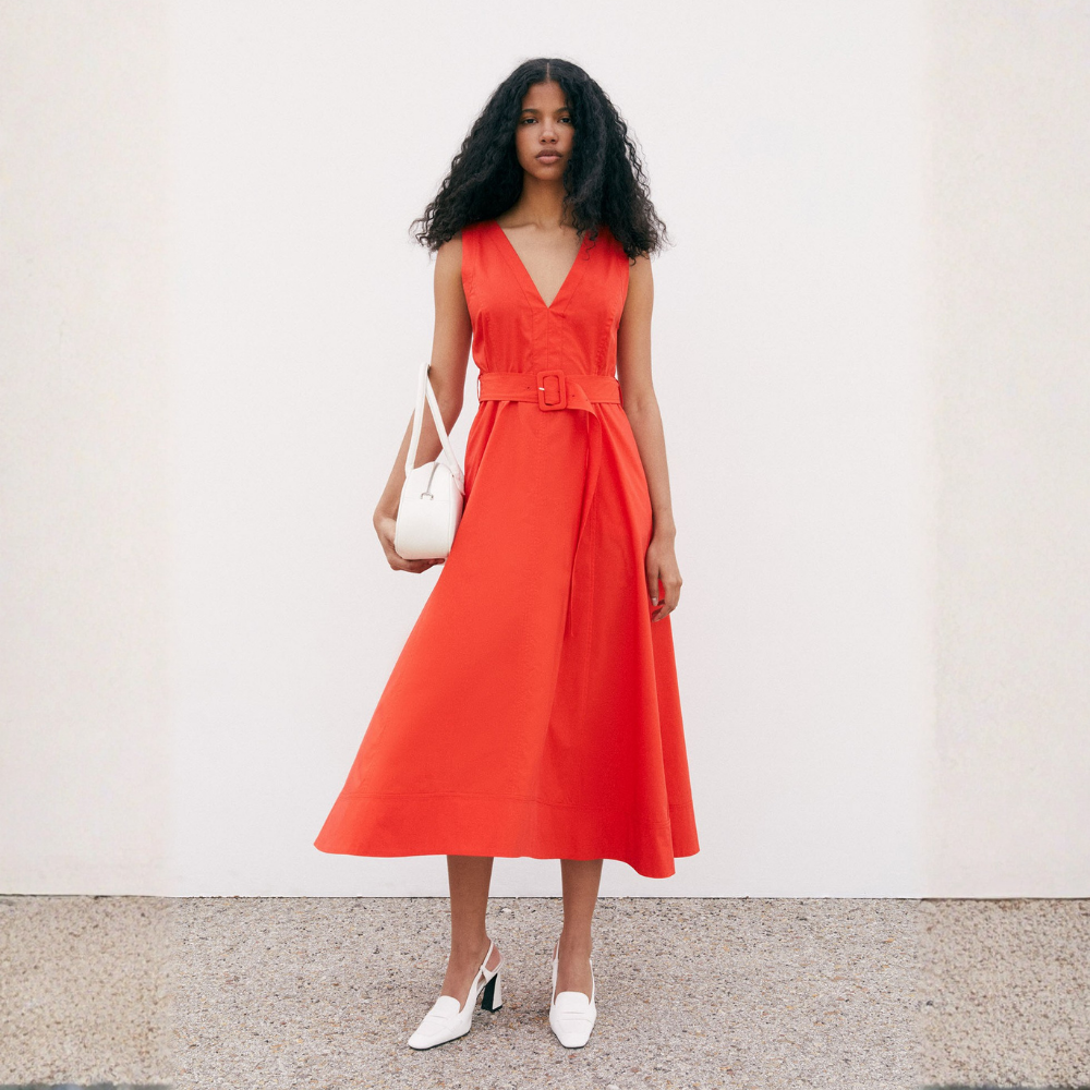Sfera | Vestido Popelín Cinturón para Dama