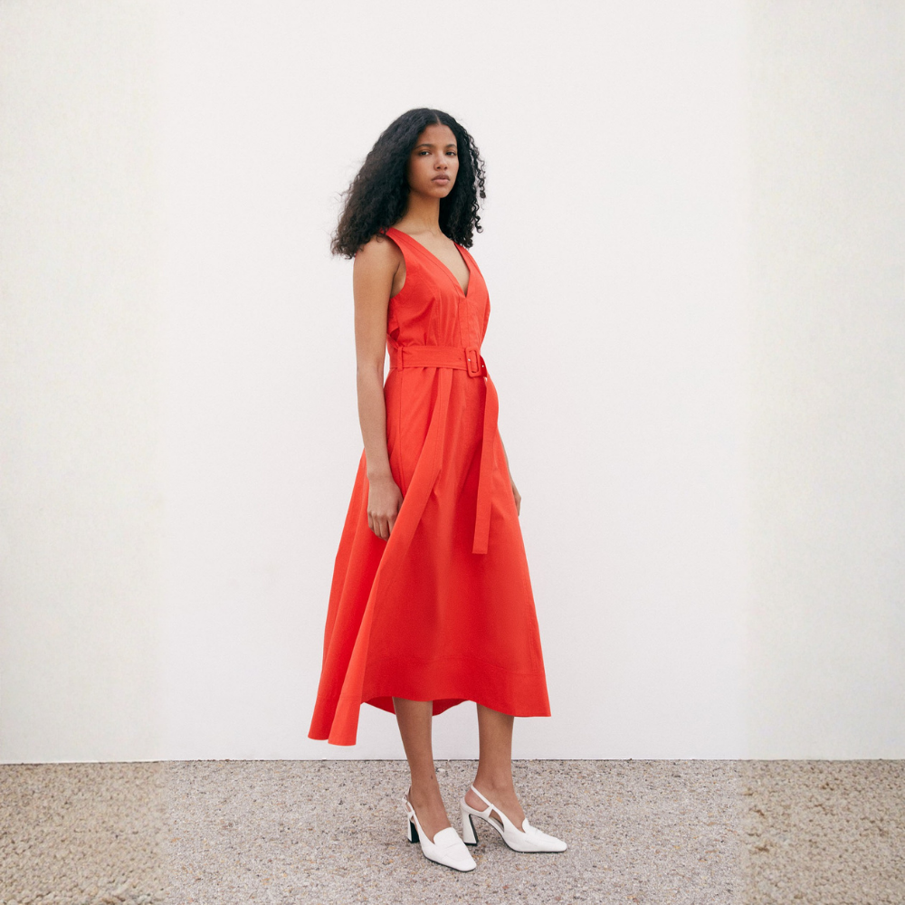 Sfera | Vestido Popelín Cinturón para Dama