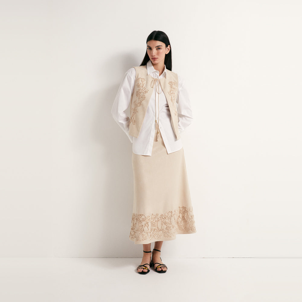 Sfera | Chaleco Antelina Bordado para Dama