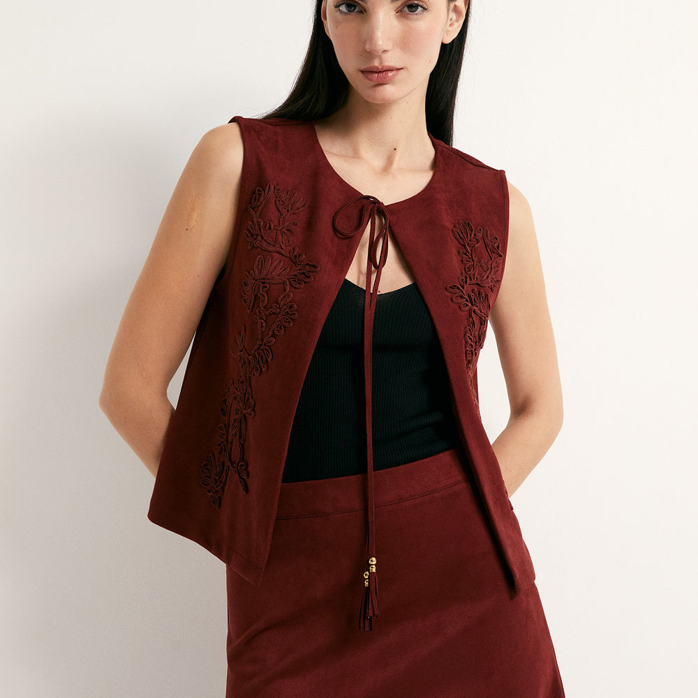 Sfera | Chaleco Antelina Bordado para Dama