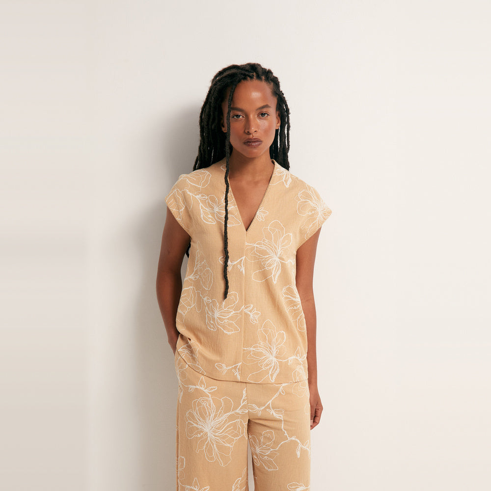 Sfera | Top Lino Puff para Dama