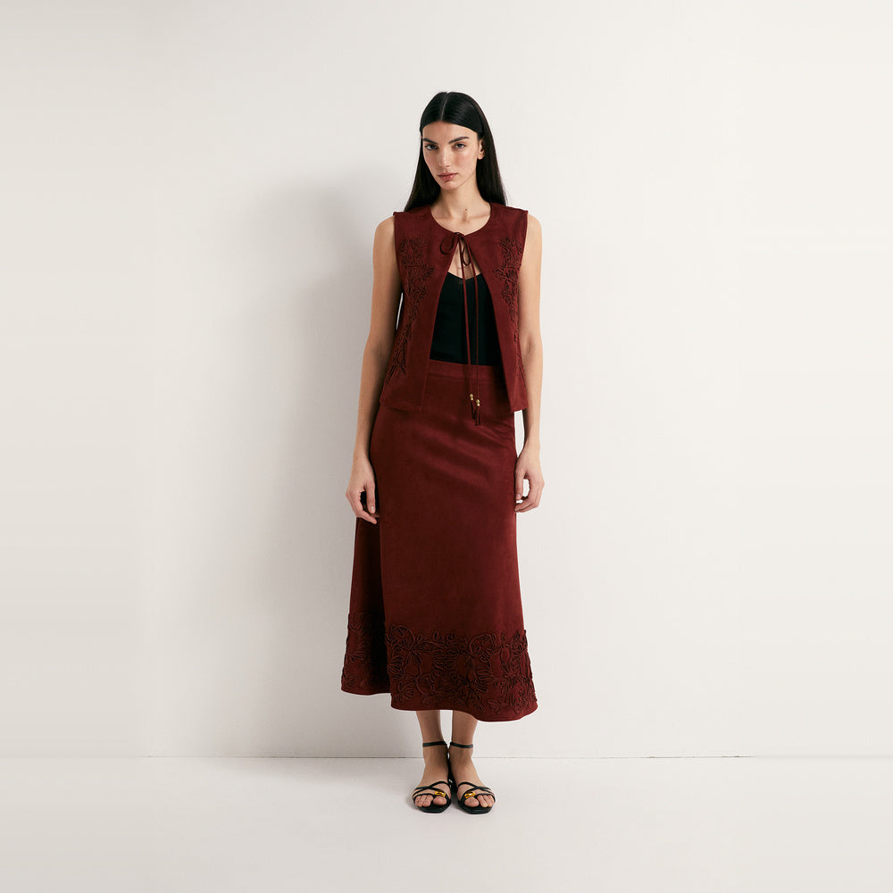 Sfera | Falda Antelina Bordado para Dama
