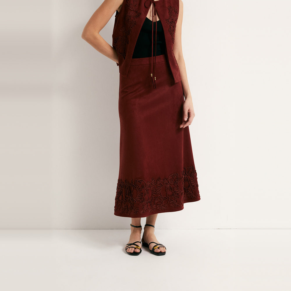Sfera | Falda Antelina Bordado para Dama