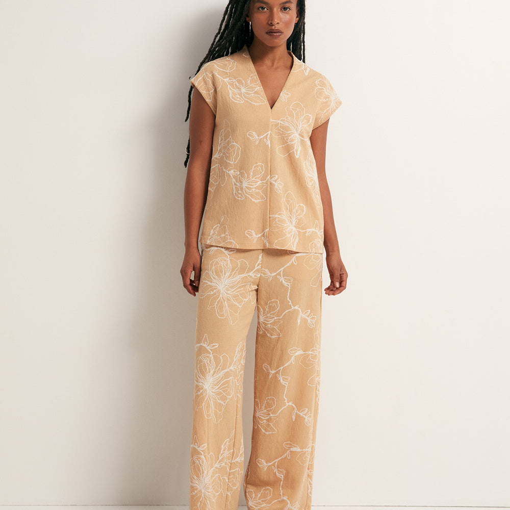 Sfera | Pantalón de Lino con Volantes para Dama
