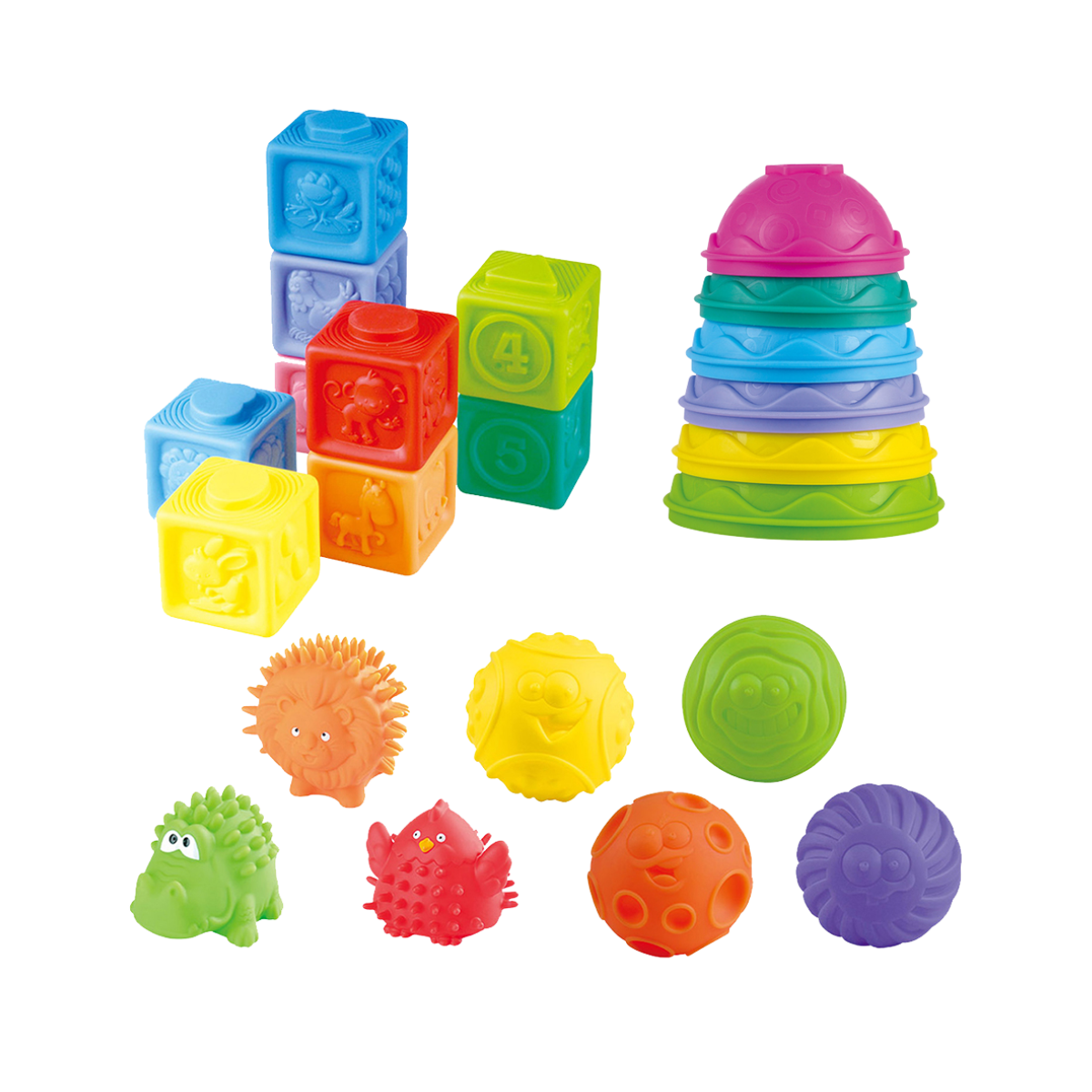 Playgo | Trío de Apiladores, Bloques y Blandos