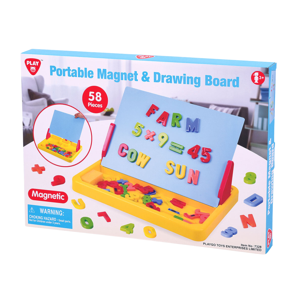 Playgo | Imán Portátil y Tablero de Dibujo ABC Letras y Números con Soporte y Estuche