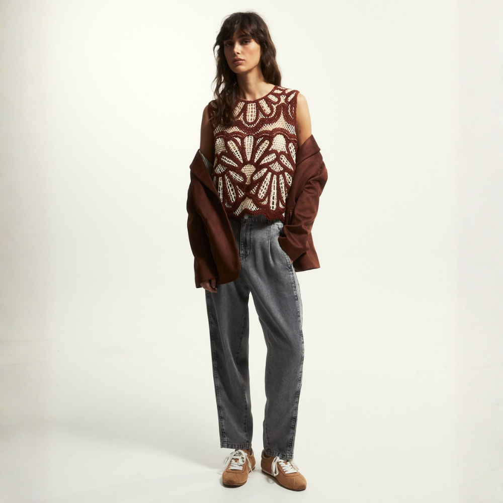 Sfera | Top con Bordado Bicolor para Dama