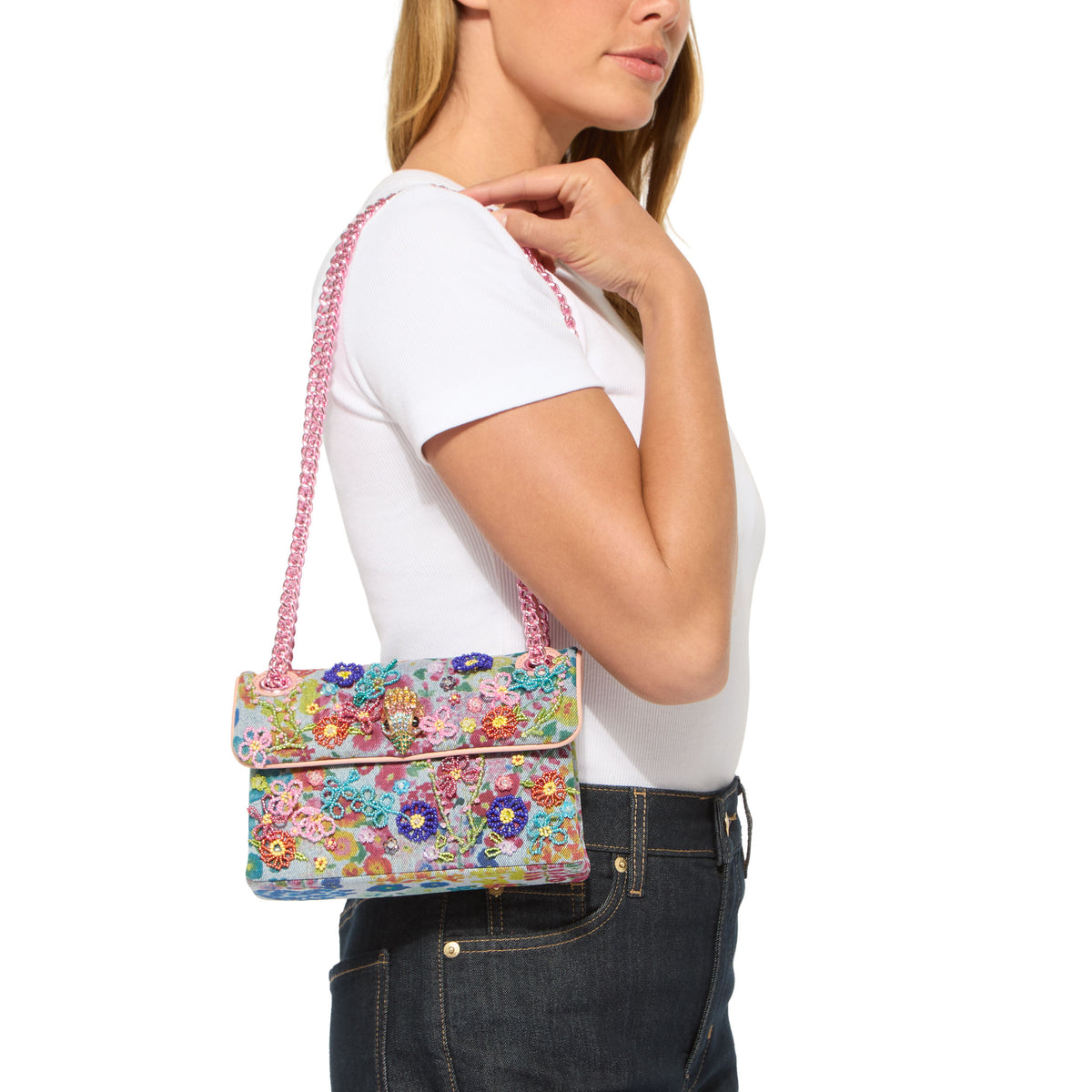 Kurt Geiger | Bolso Mini Kensington Flower de Denim Floral