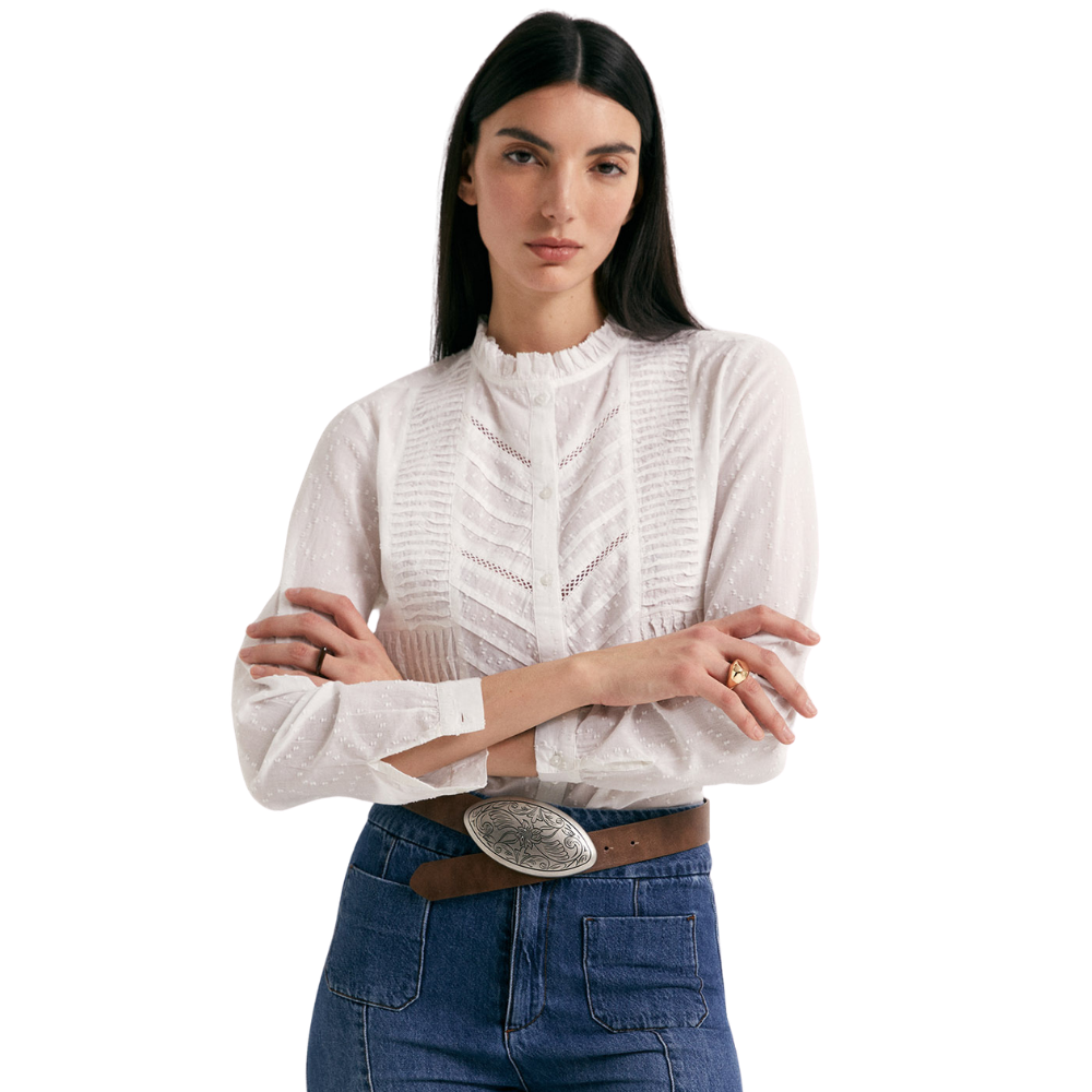 Sfera | Camisa Plumeti Puntilla para Dama