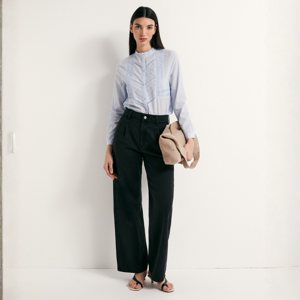 Sfera | Camisa Plumeti Puntilla para Dama