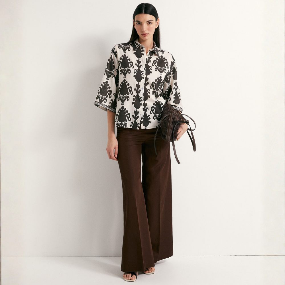 Sfera | Camisa Estampada en Lino para Dama