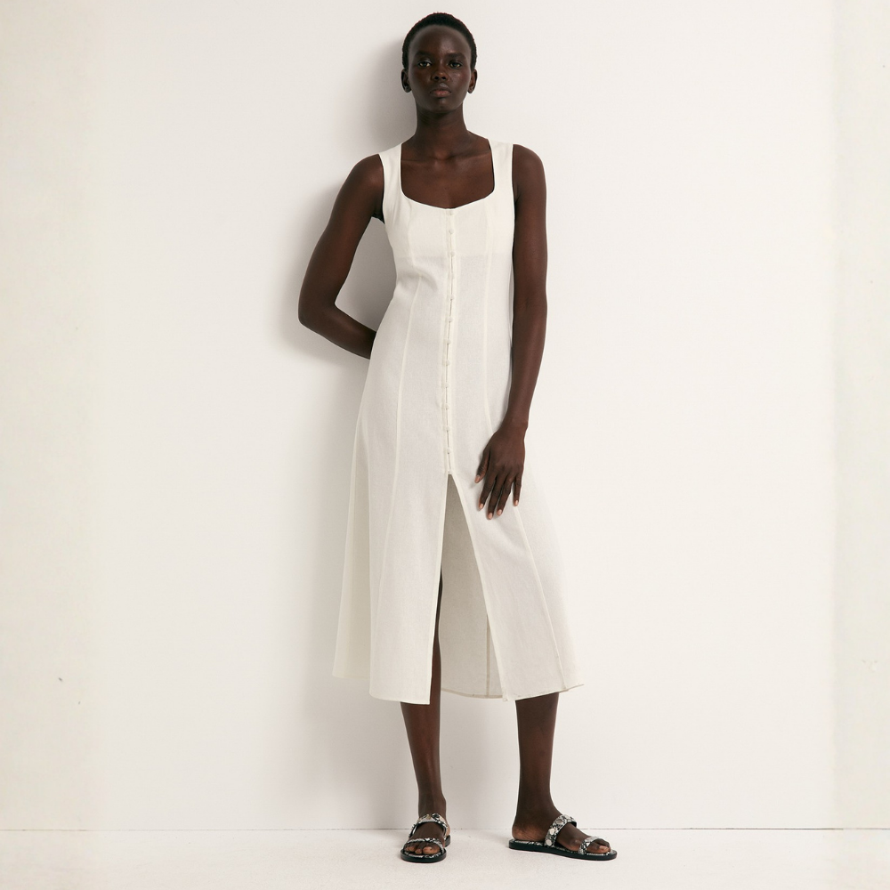 Sfera | Vestido con Botones en Lino para Dama