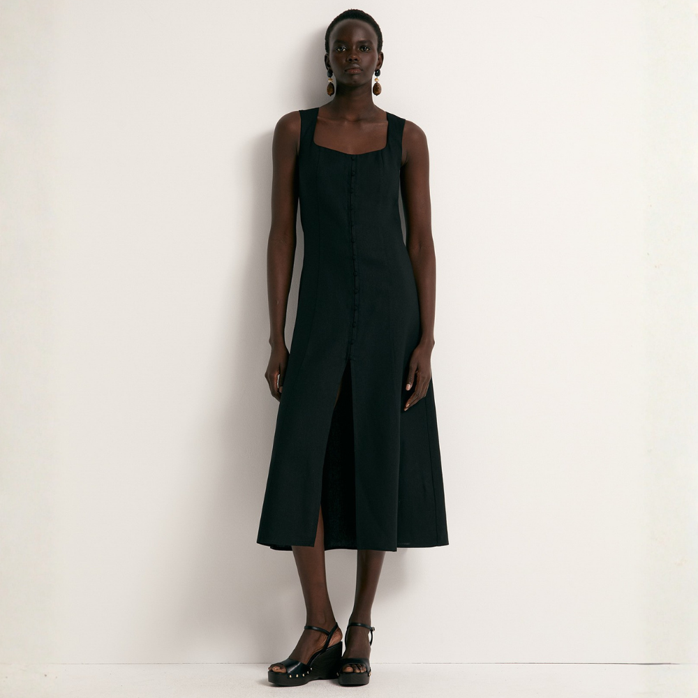 Sfera | Vestido con Botones en Lino para Dama