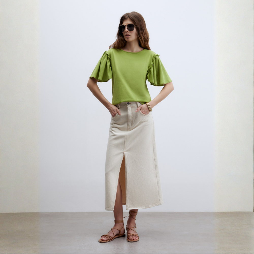 Sfera | Camiseta Volante Lisa para Dama