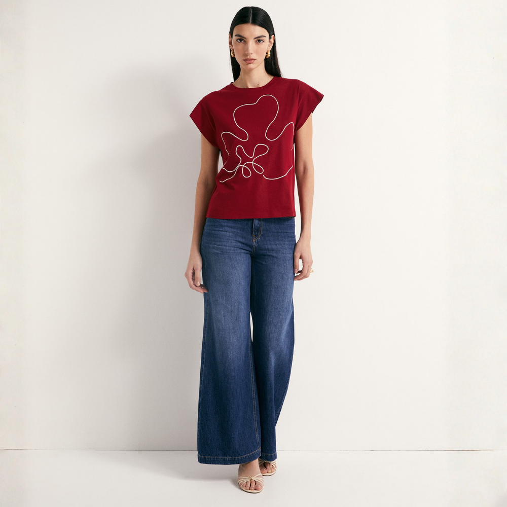 Sfera | Camiseta Silueta con Bordado para Dama