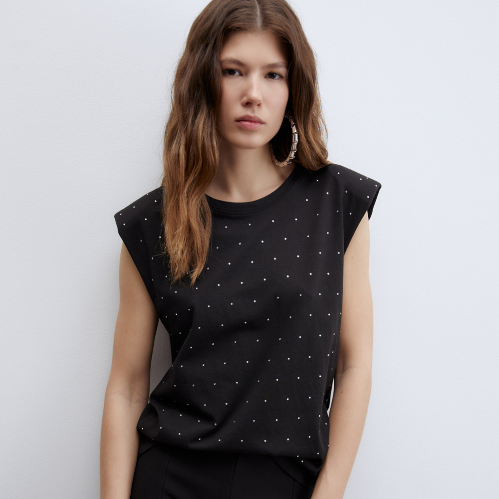 Sfera | Camiseta Hombrera Brillos para Dama